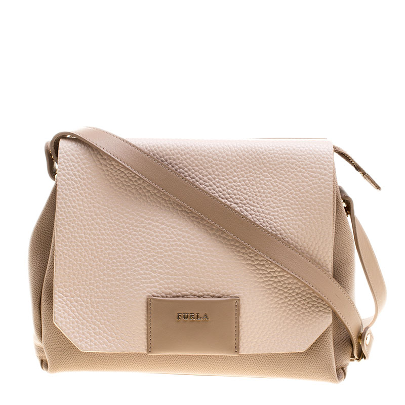 Pre Owned Furla Beige Leather Crossbody Bag