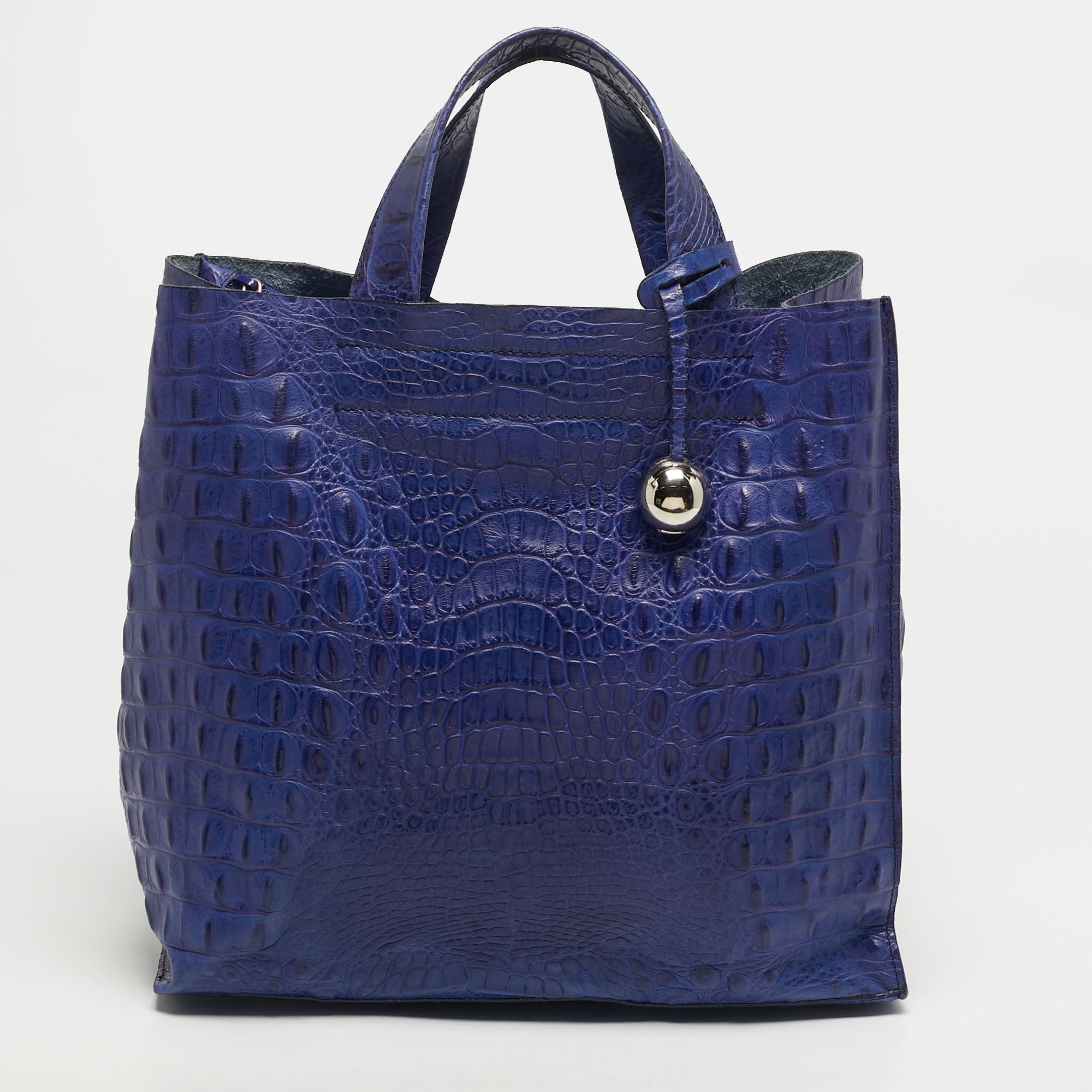

Furla Divide It Purple Croc Embossed Leather Tote