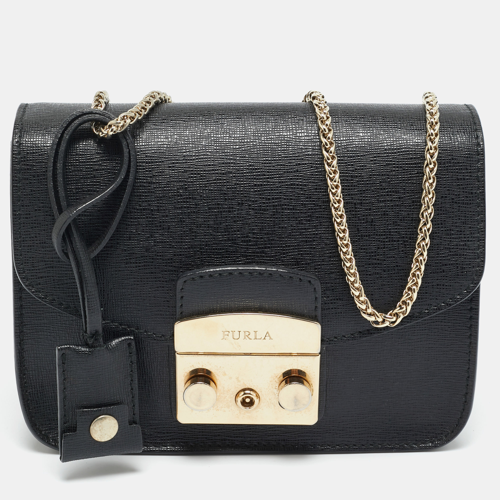 

Furla Metropolis Mini Black Leather Crossbody Bag
