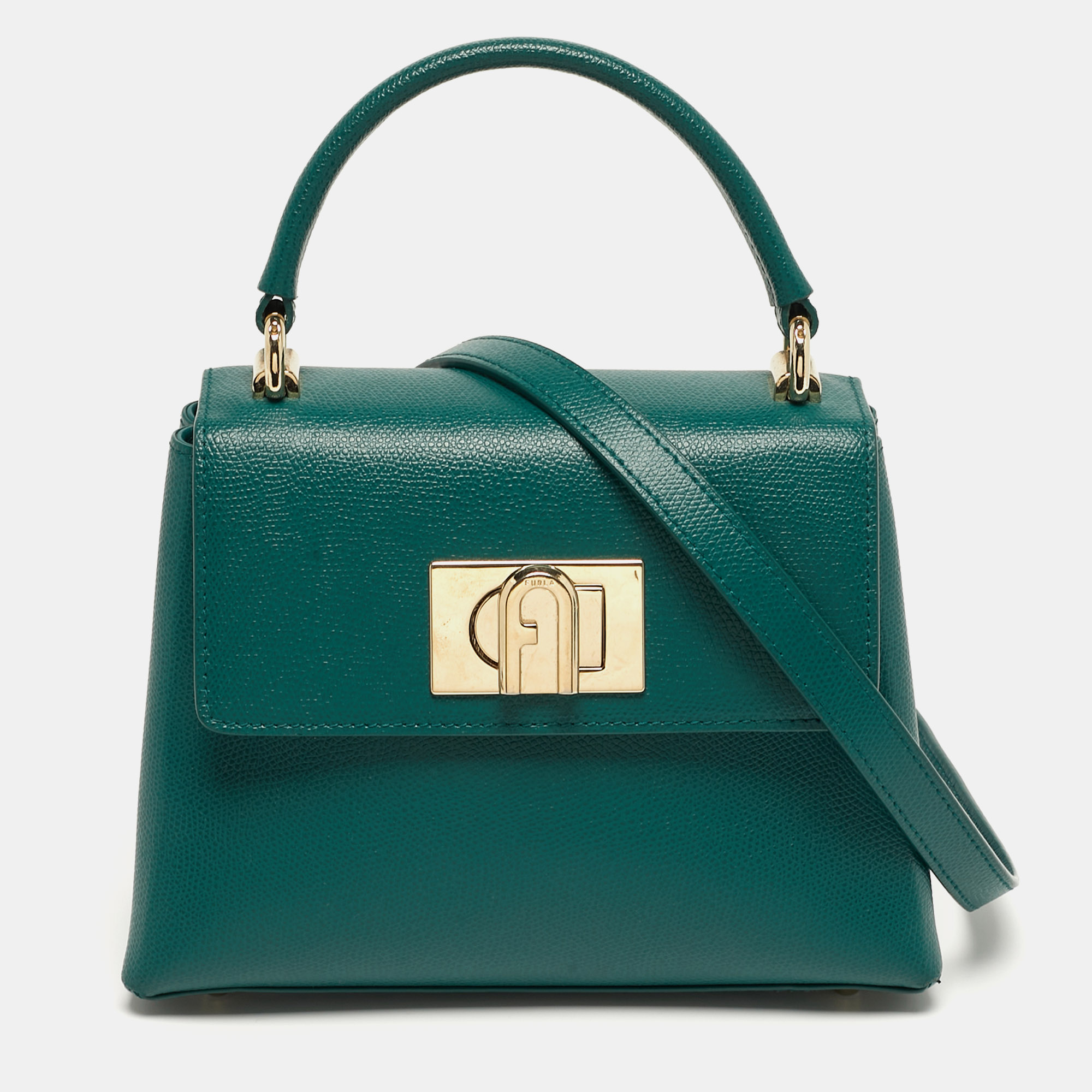 

Furla 1927 Mini Green Leather Top Handle Bag