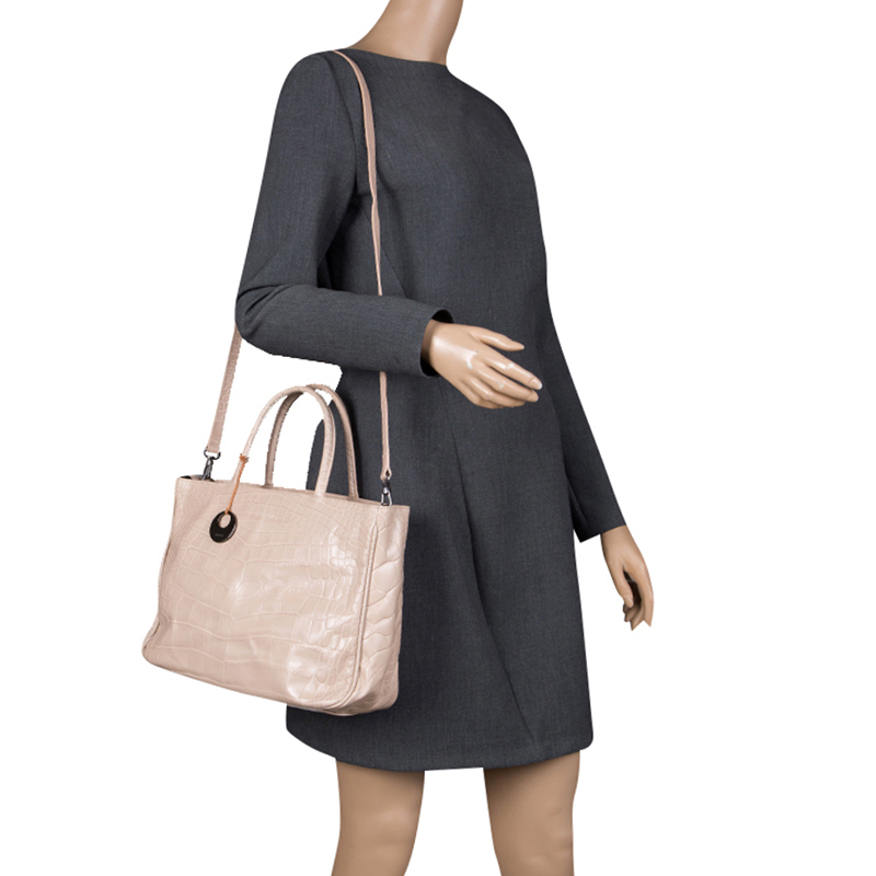 

Furla Beige Croc Embossed Practica Tote