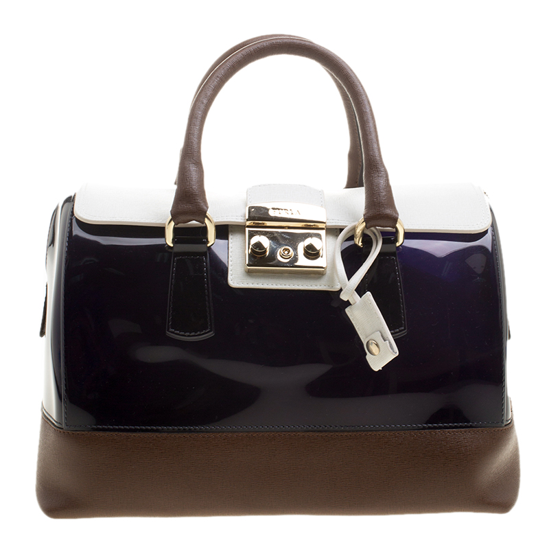 Pre Owned Furla Multicolor Glossy Rubber and Leather Candy Satchel