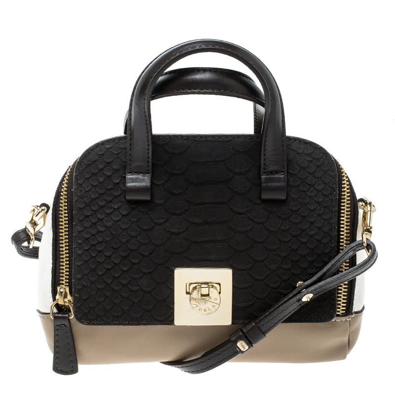 Pre Owned حقيبة فورلا نقش ثعبان وجلد متعددة الألوان