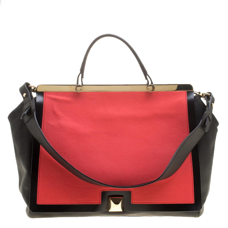 Furla Black/Red Leather Cortina Top Handle Bag Furla | The Luxury Closet