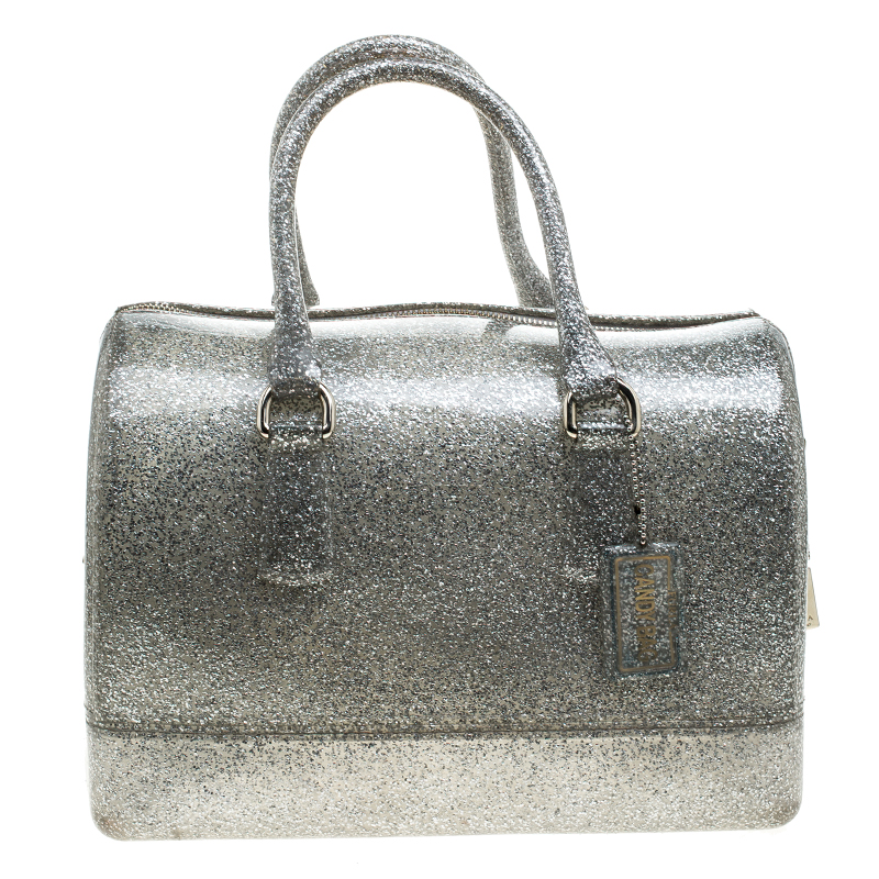 Furla Grey/Silver Shimmering Glossy Rubber Candy Satchel Furla | The ...