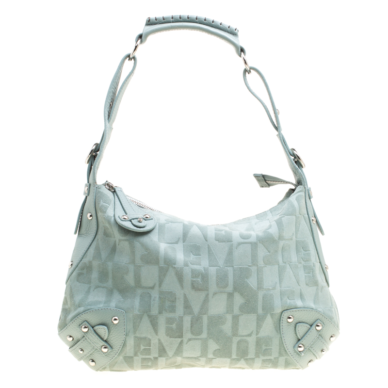 Furla Mint Green Suede and Leather Hobo