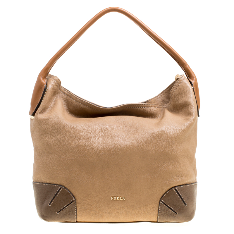 Pre Owned Furla Brown Leather Arcadia Hobo