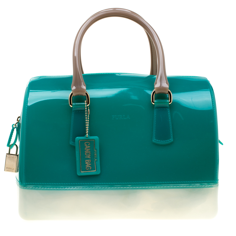 Pre Owned Furla Tri Color Rubber Candy Satchel