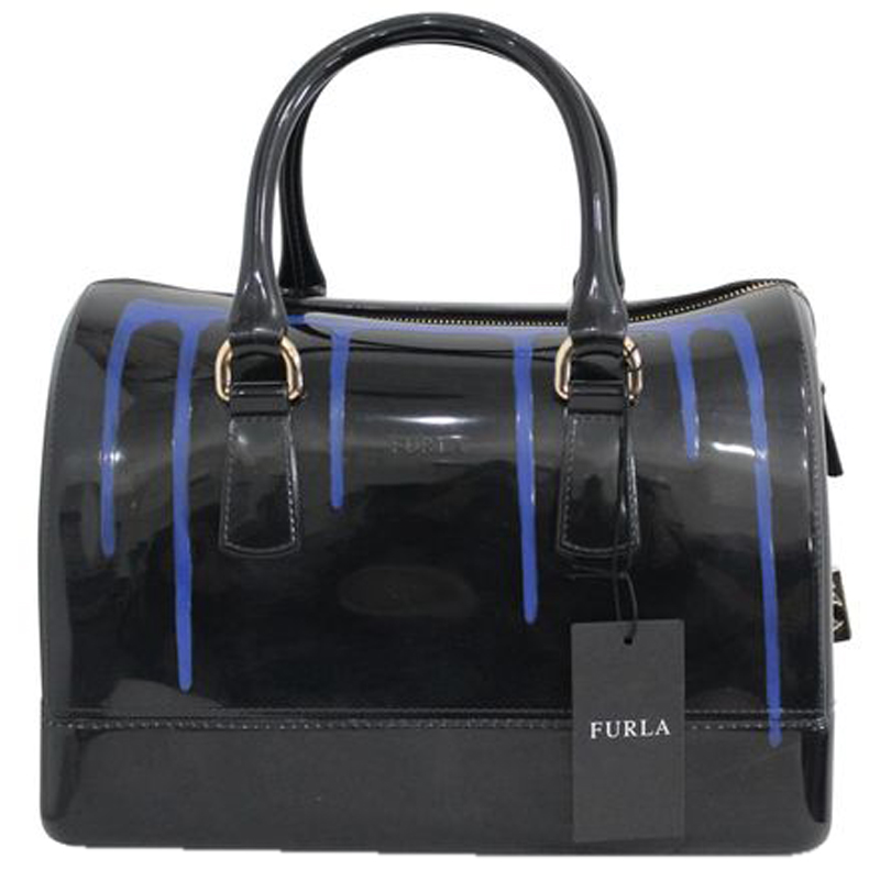 Pre Owned Furla Black Rubber Painted Candy Bag 