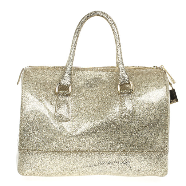 Furla Gold Glitter Candy Rubber Satchel