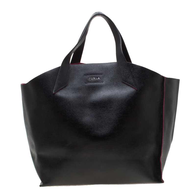 Pre Owned Furla Black Leather Small Jucca Tote