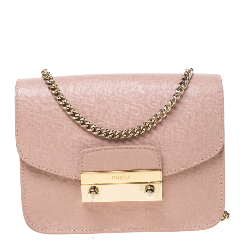 Furla Light Pink Leather Mini Metropolis Crossbody Bag Furla | The ...