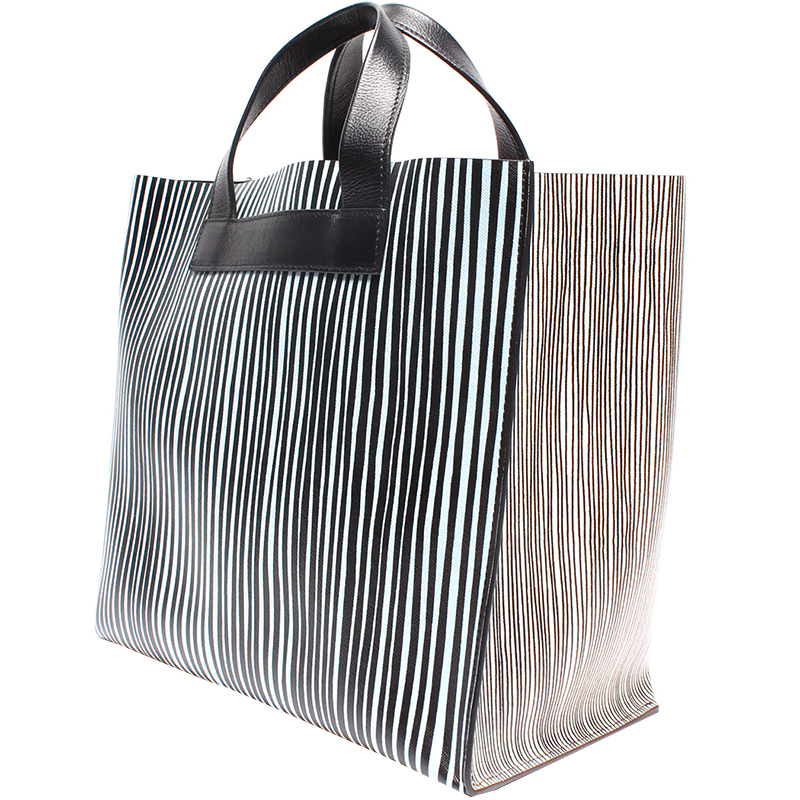 

Furla White/Black Leather Shopping Tote