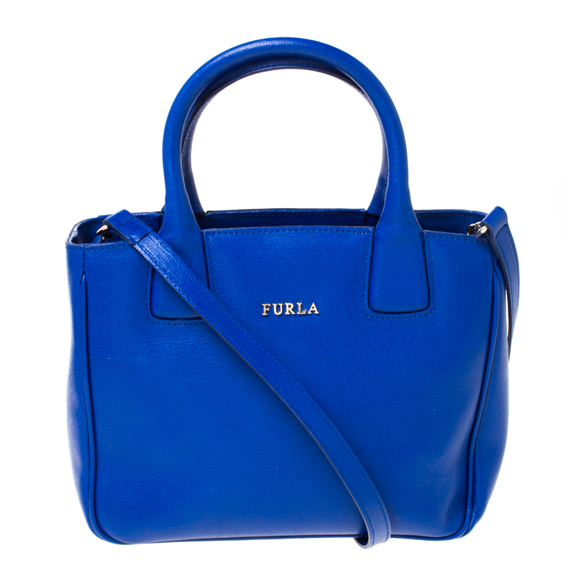 Pre Owned Furla Blue Leather Small Capriccio Tote
