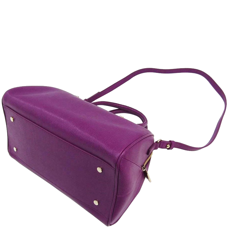 

Furla Purple Leather Top Handle Bag