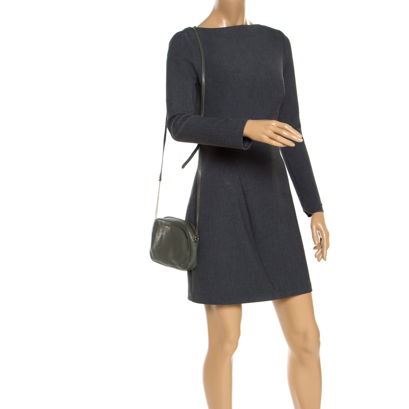 

Furla Olive Green Leather Camera Crossbody Bag