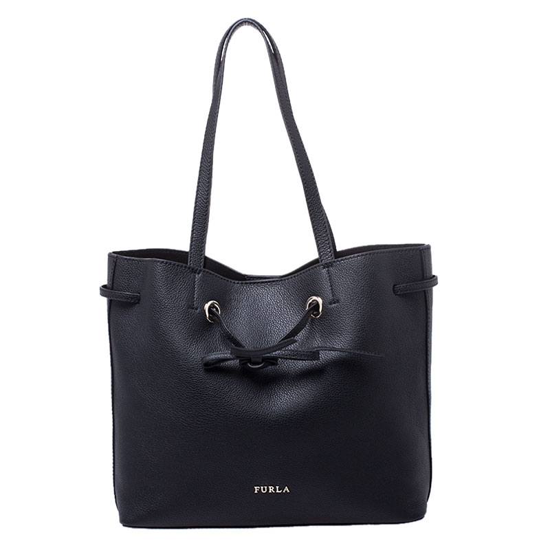 Pre Owned Furla Black Leather Costanza Tote