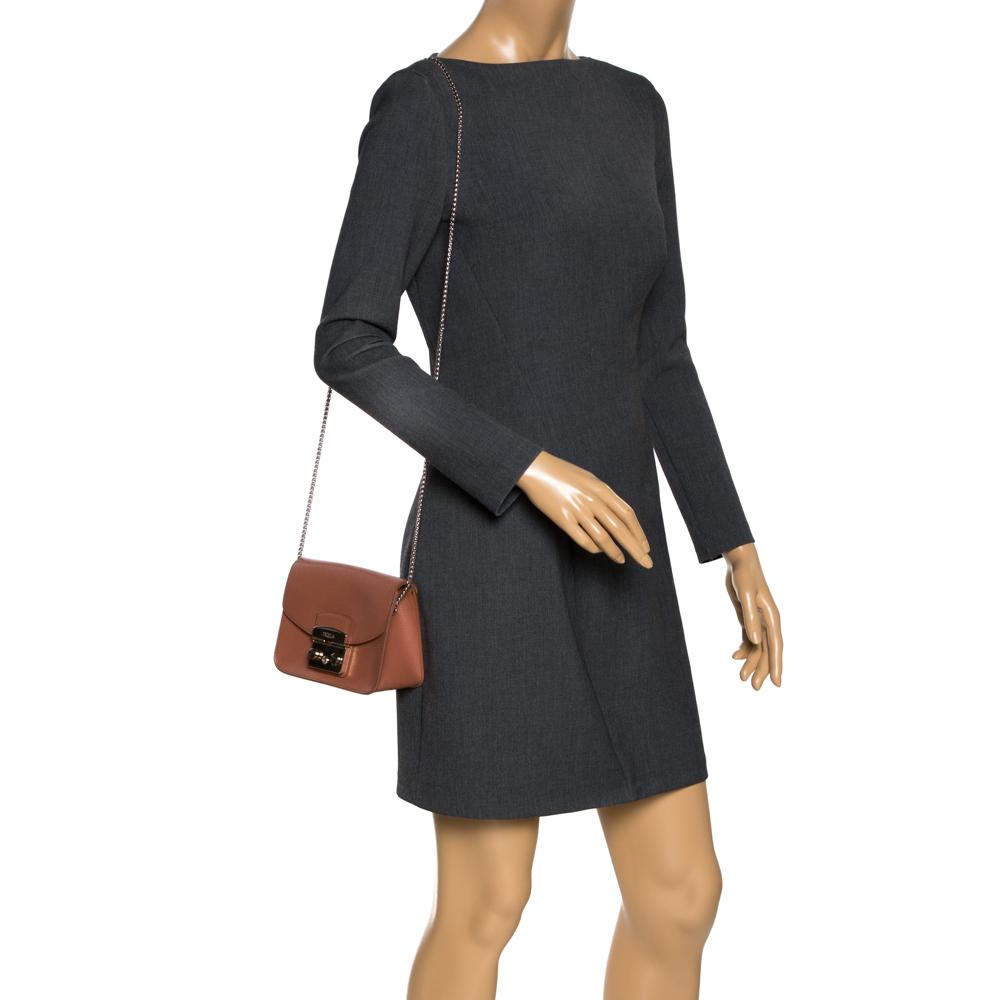 

Furla Tan Leather Mini Metropolis Crossbody Bag