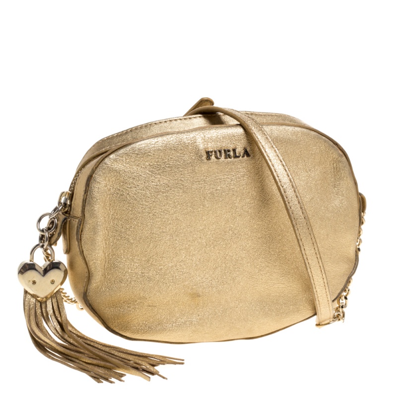 

Furla Metallic Gold Leather Crossbody Bag