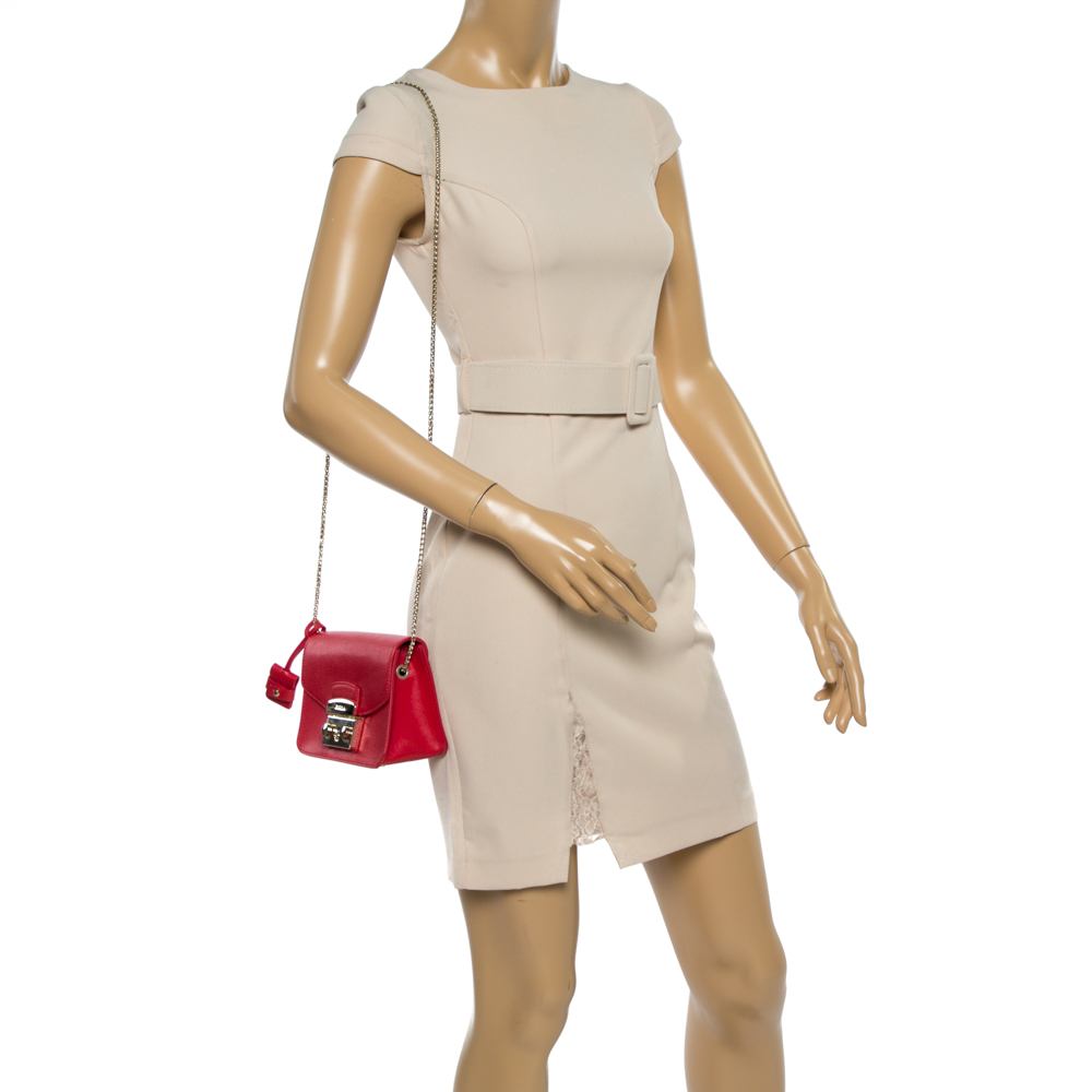 

Furla Red Leather Mini Metropolis Chain Shoulder Bag