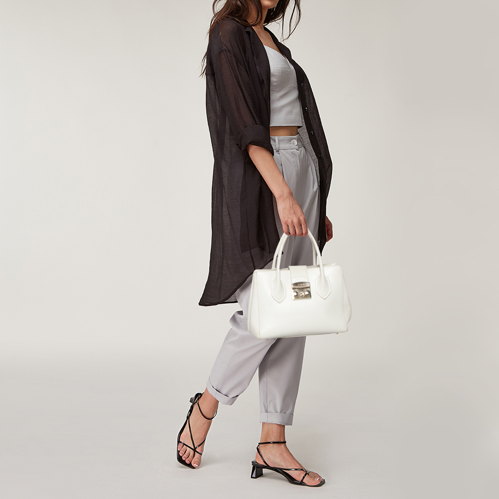 

Furla Off White Leather Small Metropolis Tote