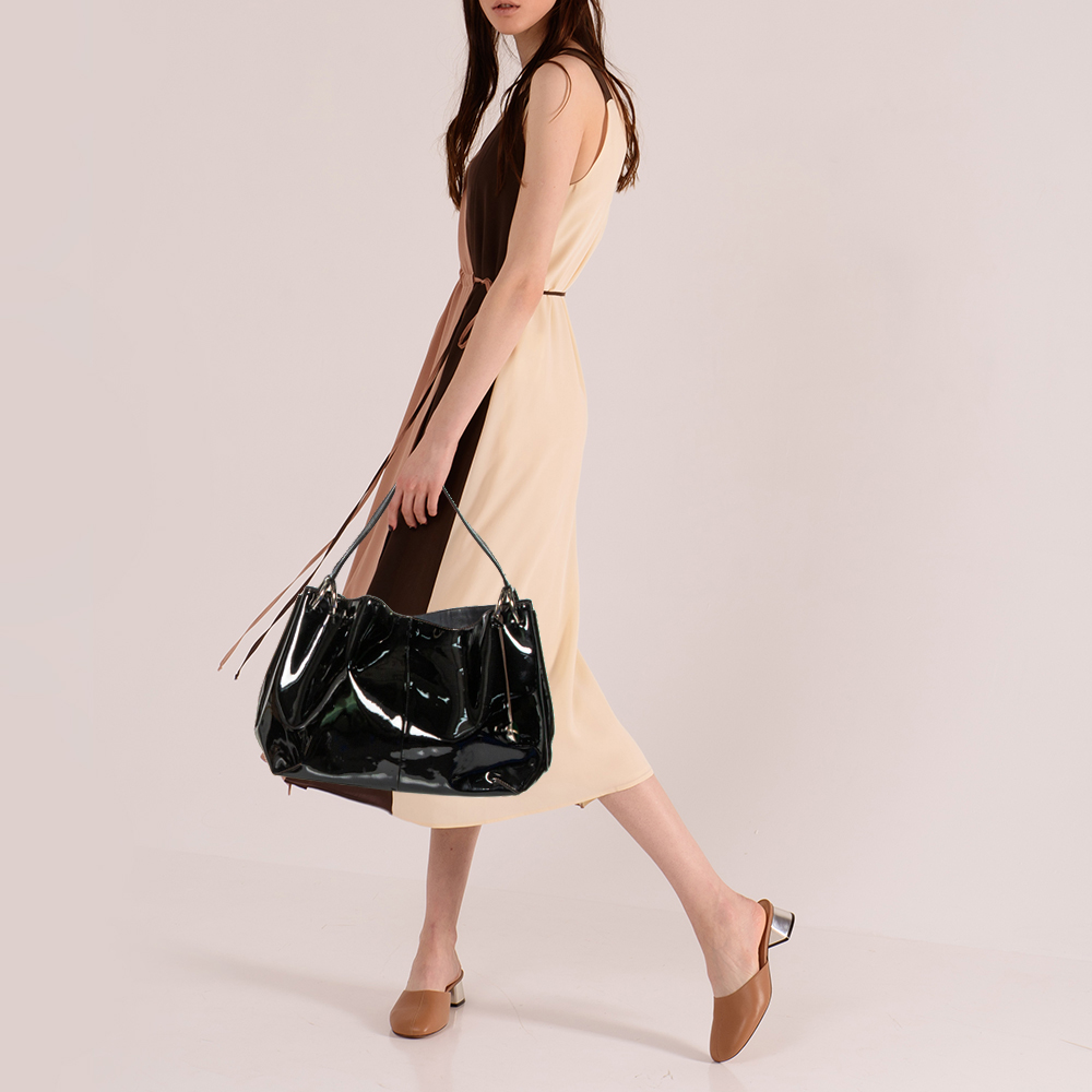 

Furla Black Patent Leather Hobo