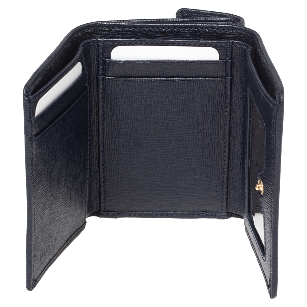 

Furla Navy Blue Leather Trifold Wallet