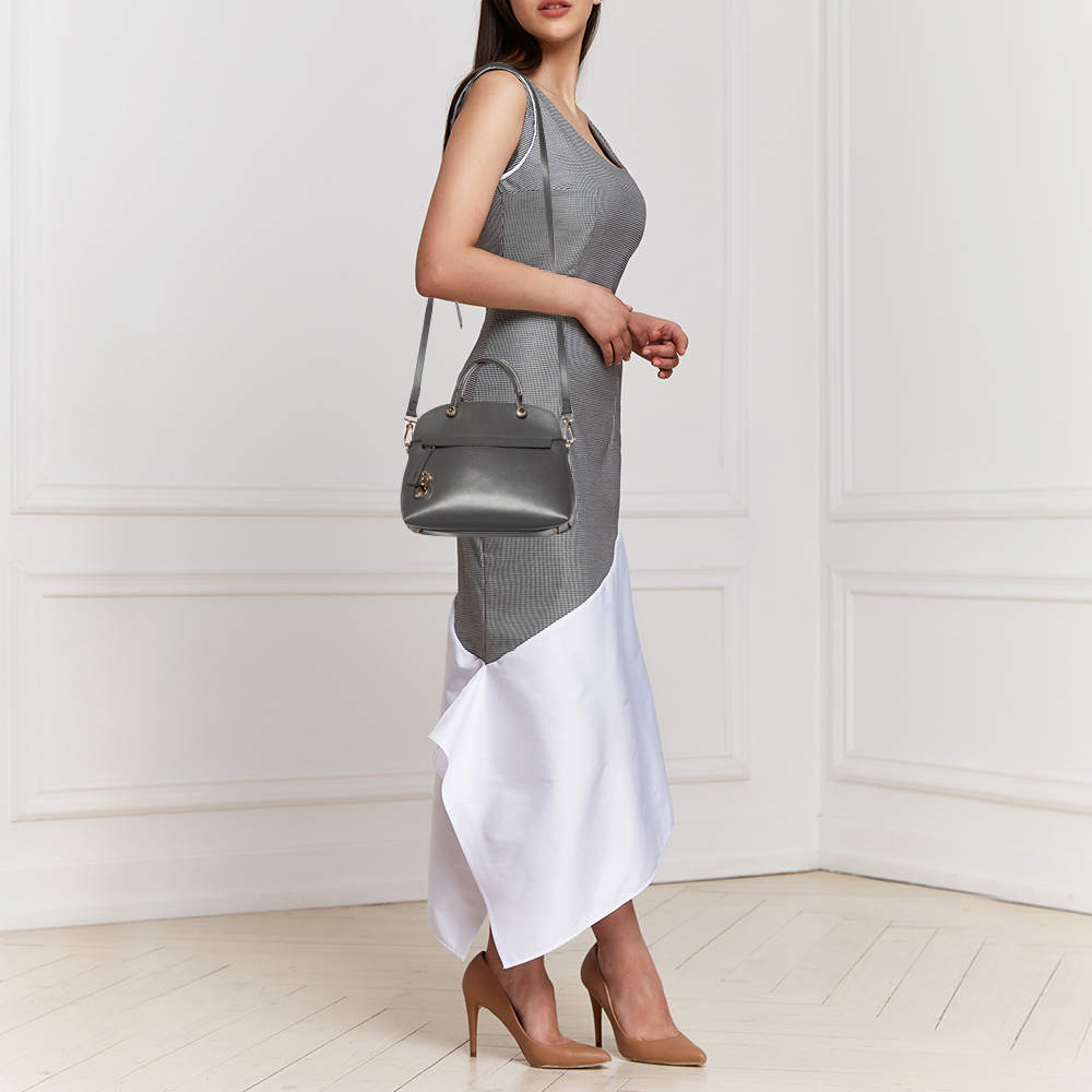 

Furla Grey Leather Small Piper Satchel