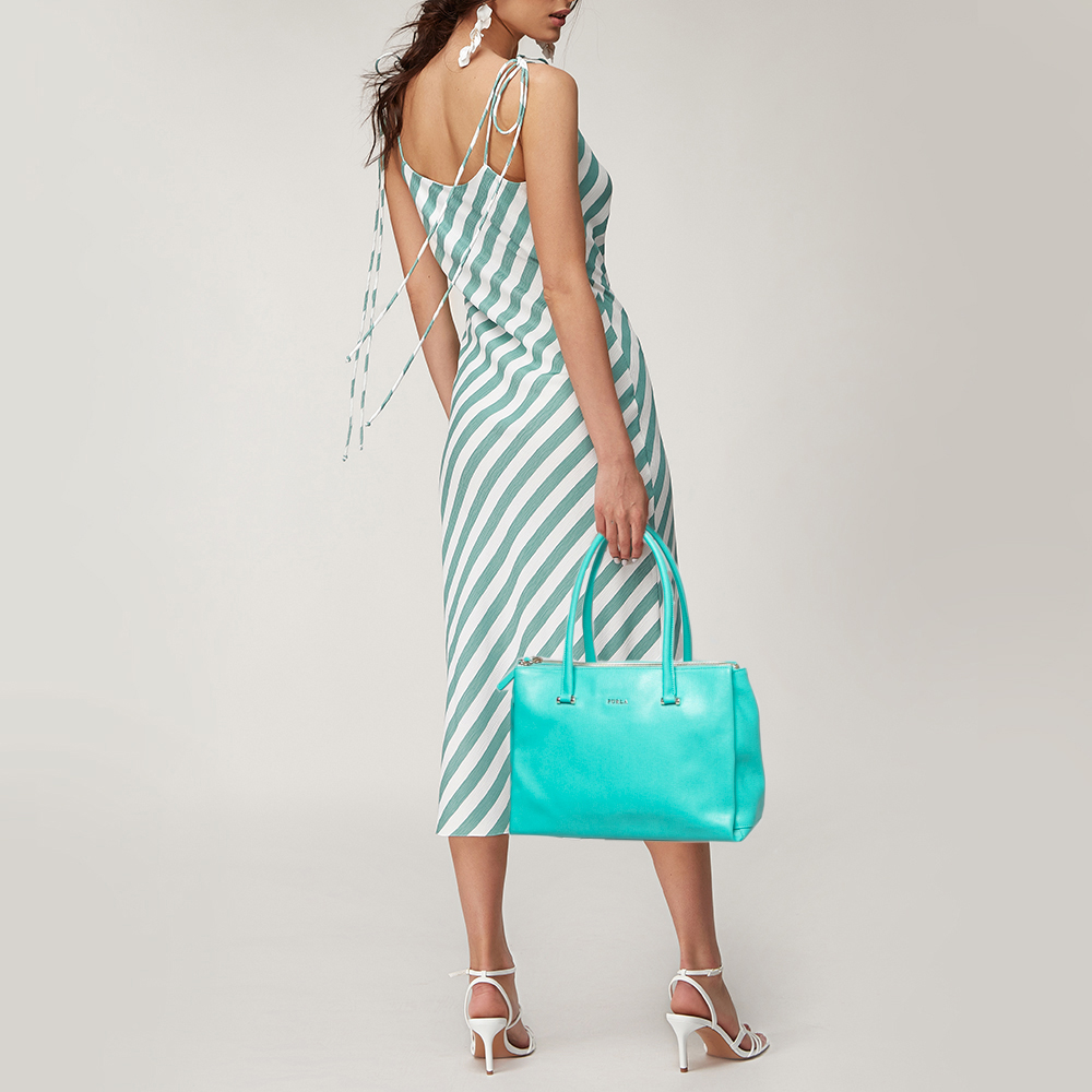 

Furla Aqua Green Leather Linda Tote