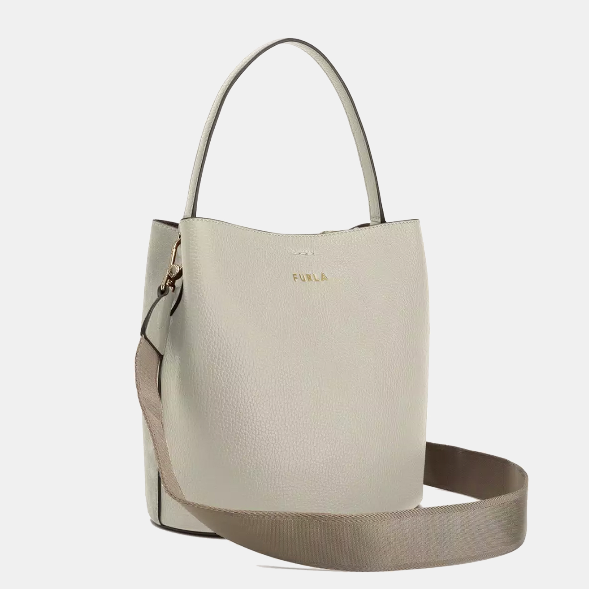 

Furla Taupe Leather and Suede Danae Bucket Bag, Grey