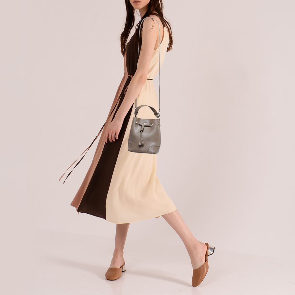 

Furla Beige Leather Mini Stacy Drawstring Bucket Bag