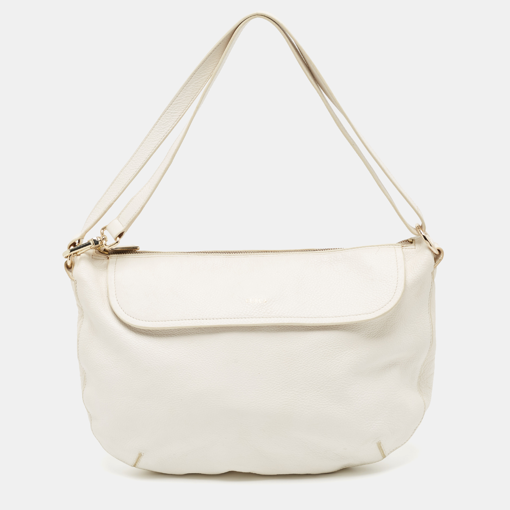 Pre-owned Furla White Leather Hobo