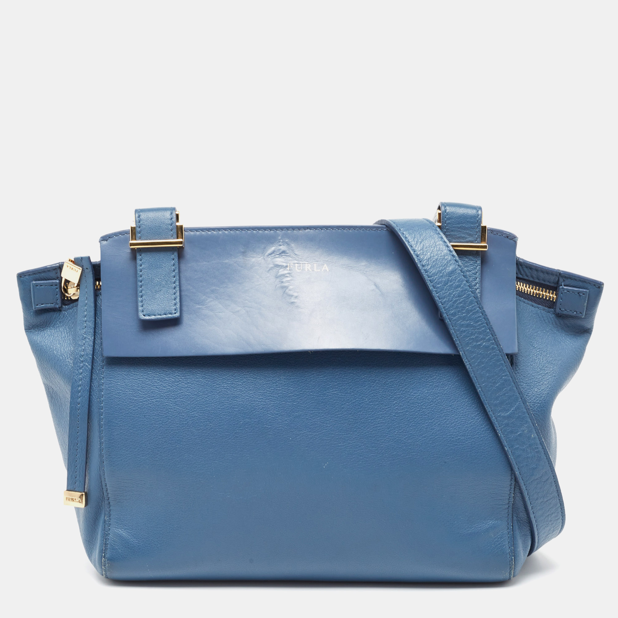 Pre-owned Furla Blue Leather Dolce Vita Shoulder Bag