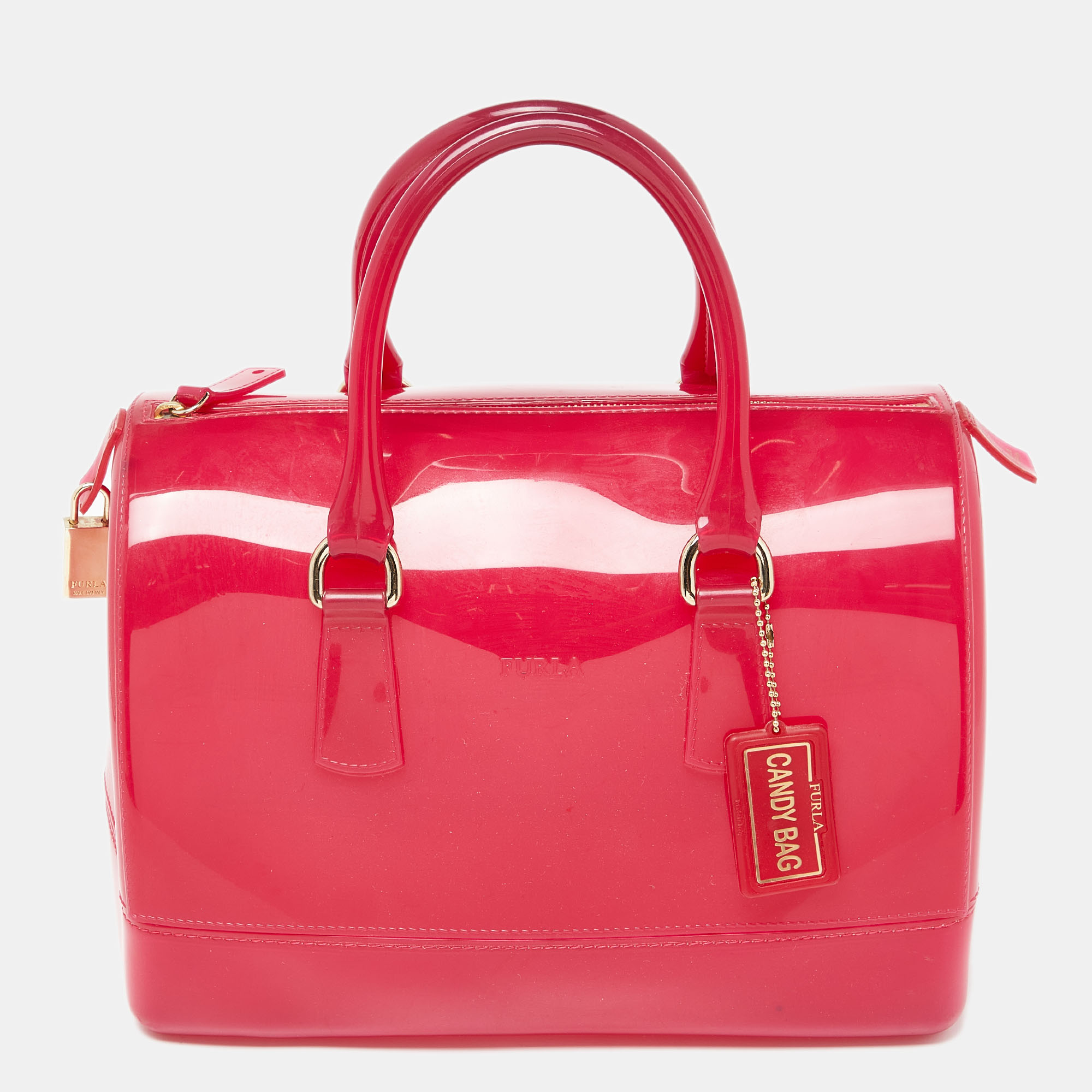 Pre-owned Furla Pink Rubber Candy Satchel