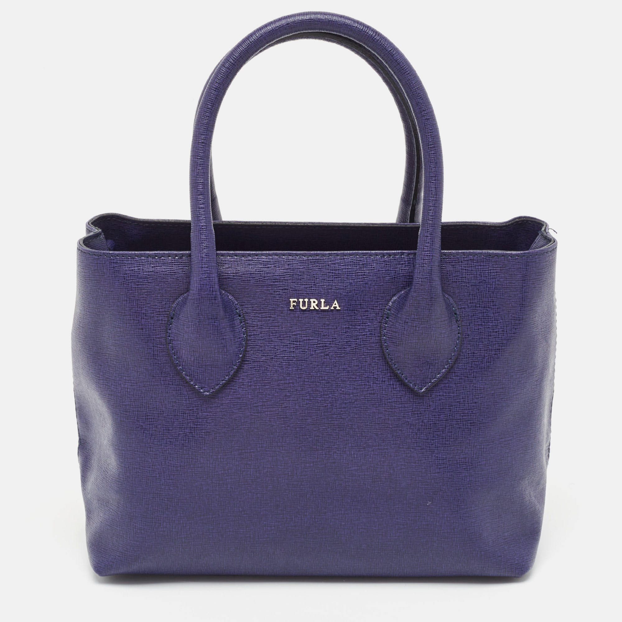 Pre-owned Furla Blue Leather Middle Zip Tote