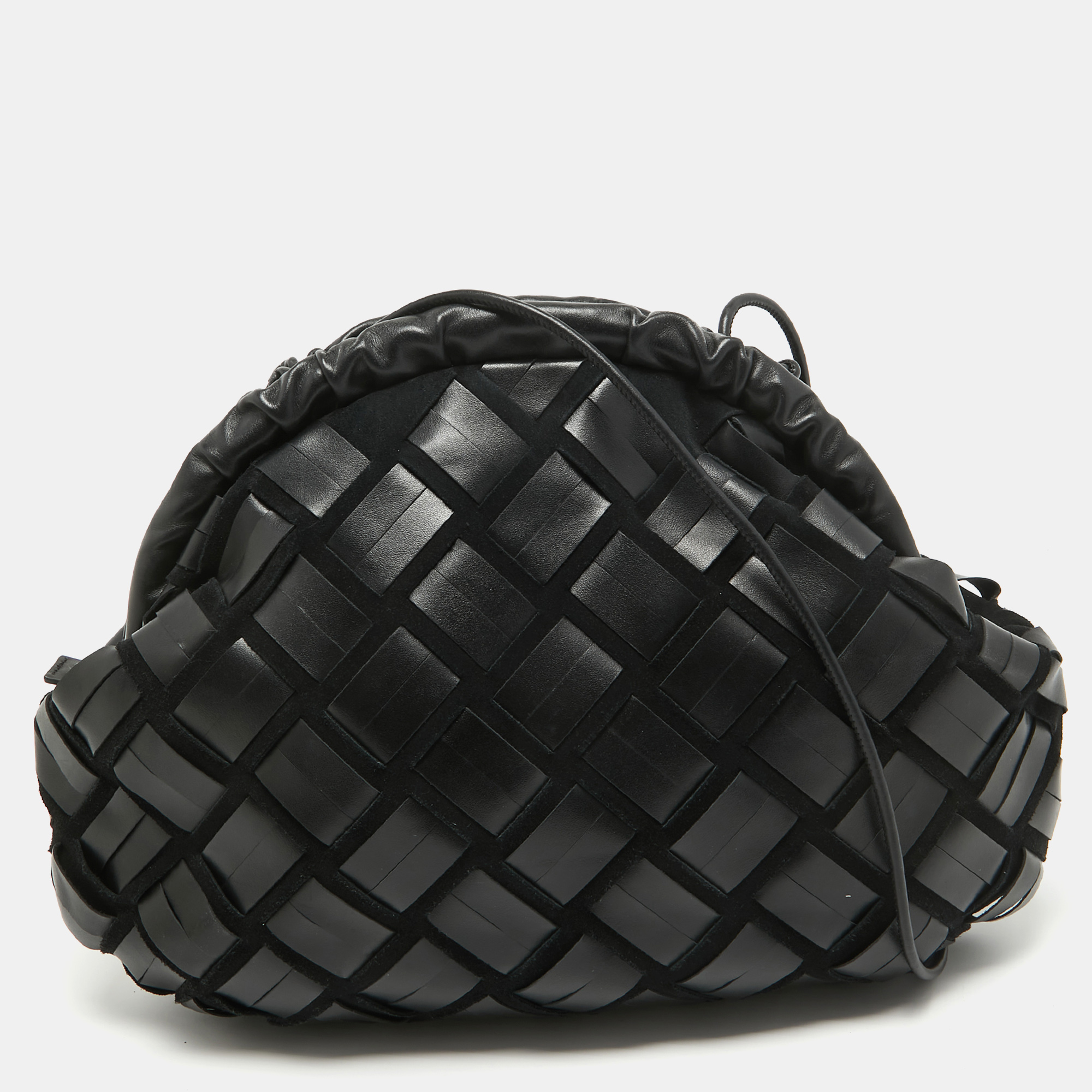 

Furla Black Woven Leather and Suede Essentials Clutch