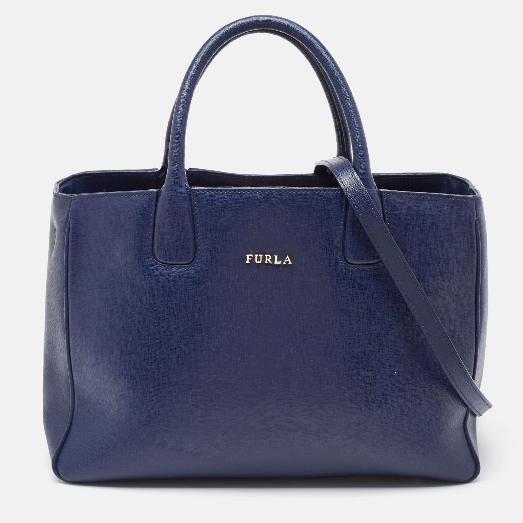 Pre-owned Furla Blue Leather Josi East West Tote