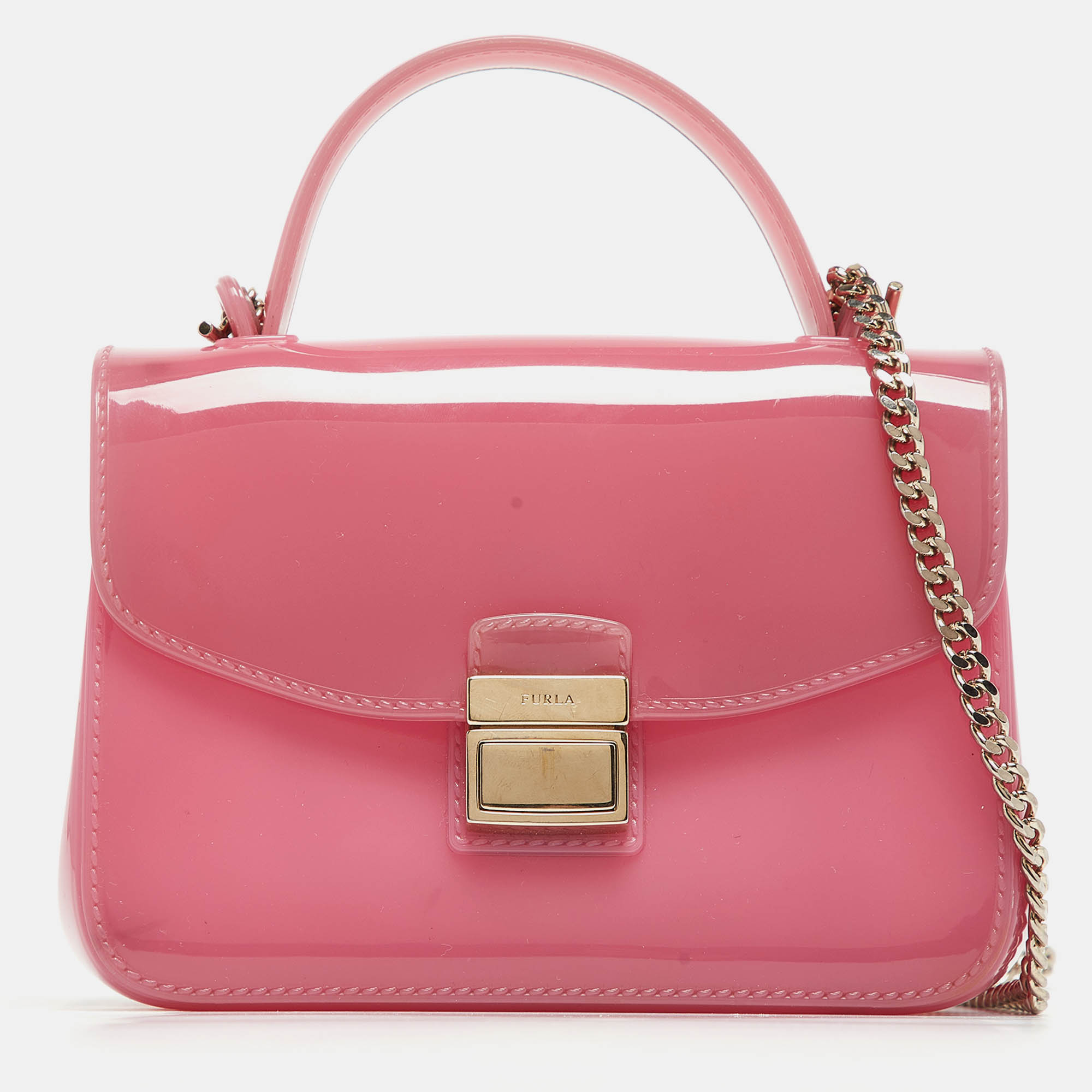 

Furla Pink Rubber Mini Metropolis Top Handle Bag