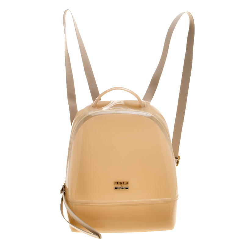 Furla Beige Rubber Small Candy Backpack 