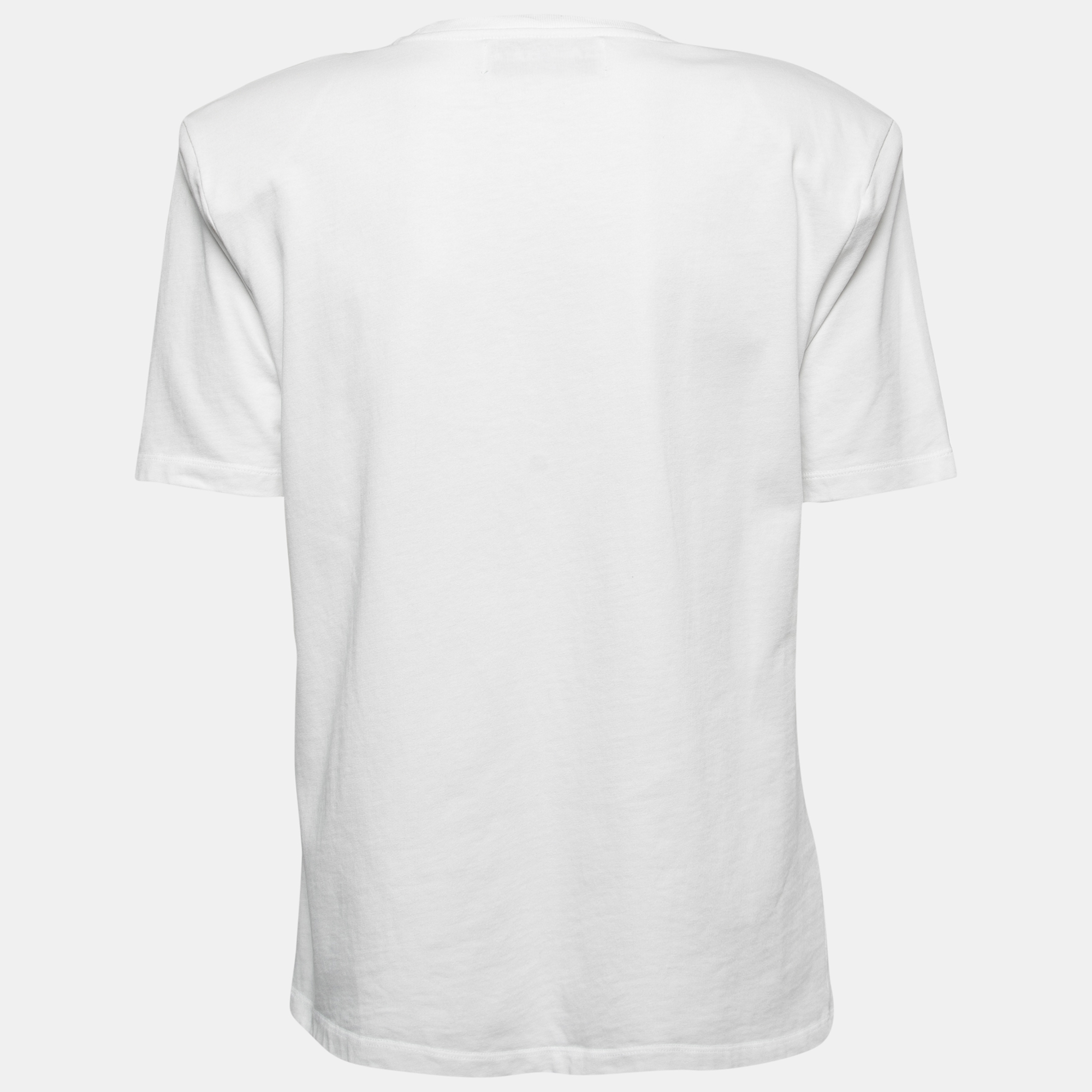 

Gaia Gaia White Logo Print Cotton Yara Padded Shoulder T-Shirt