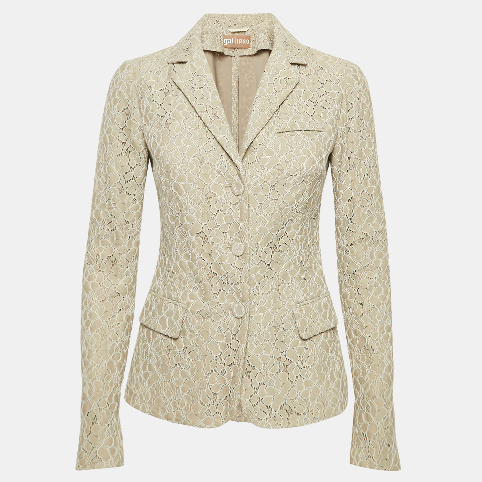 

Galliano Grey Floral Lace Single Breasted Blazer