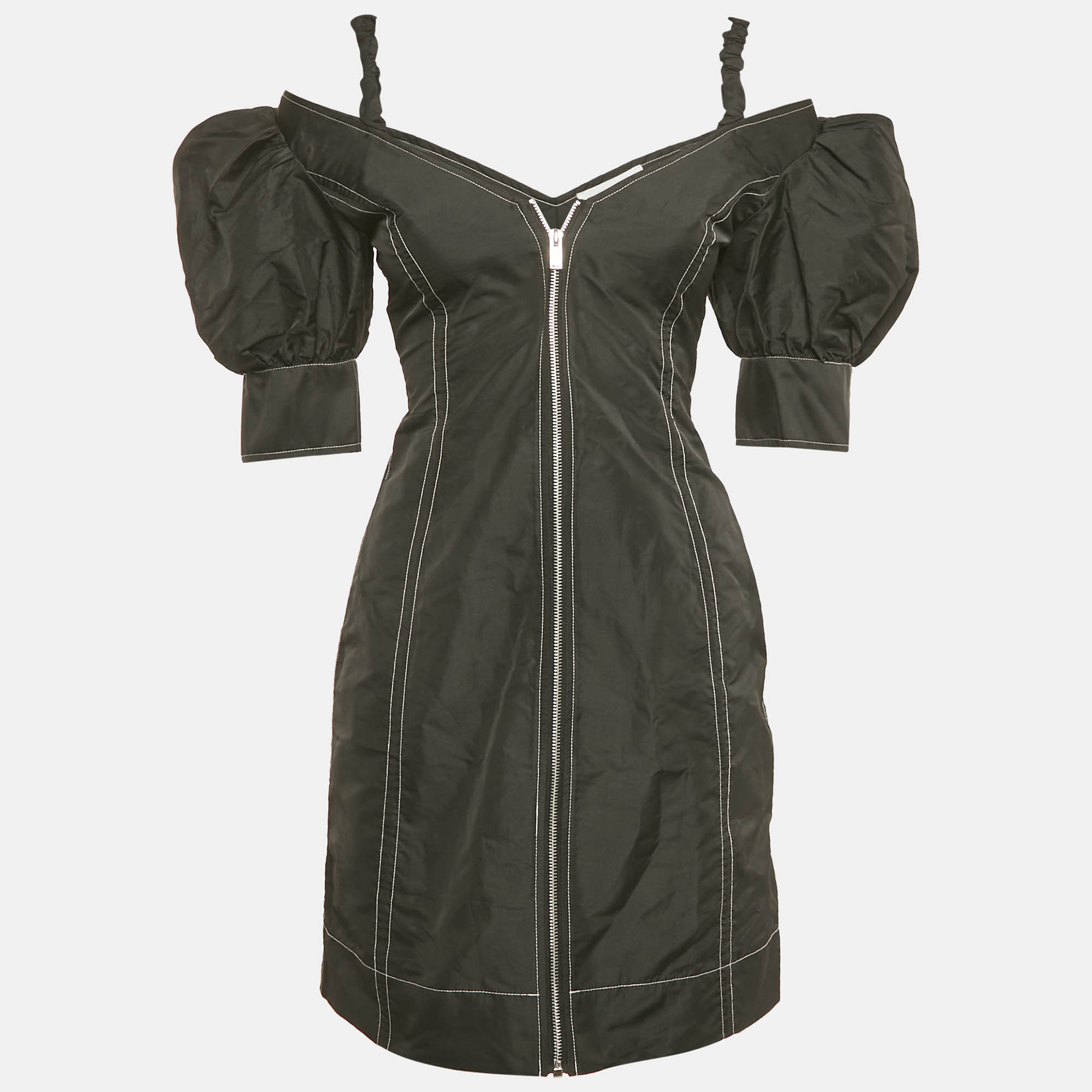 

Ganni Black Crepe Cold Shoulder Mini Dress XS