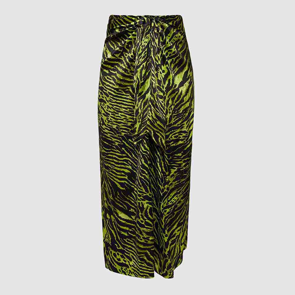 ganni green wrap skirt