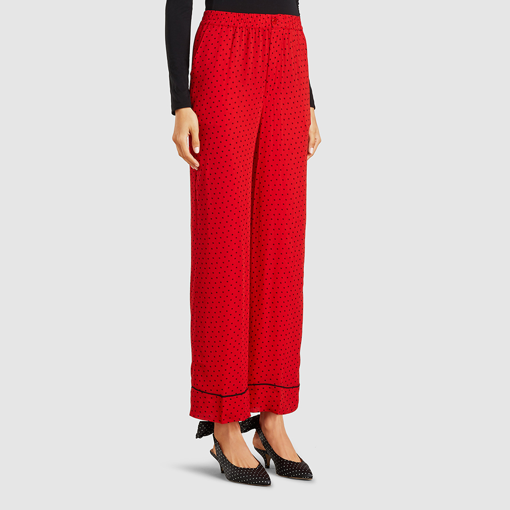 

Ganni Red Polka Dot Wide Leg Trousers DK 34