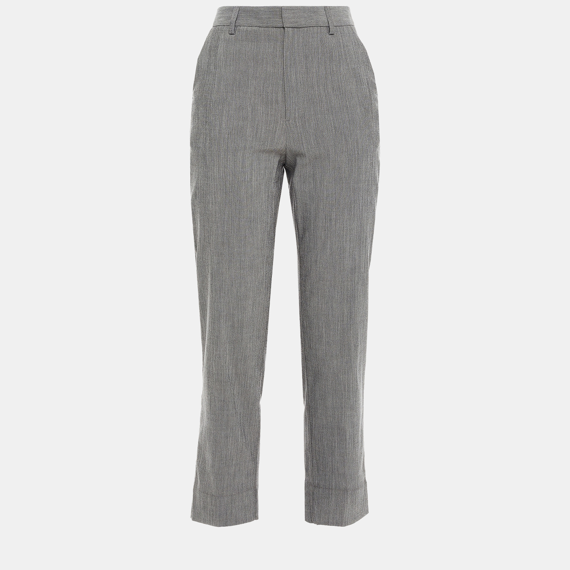 Pre-owned Ganni Grey Crepe Tapered Pants S (eu 36)