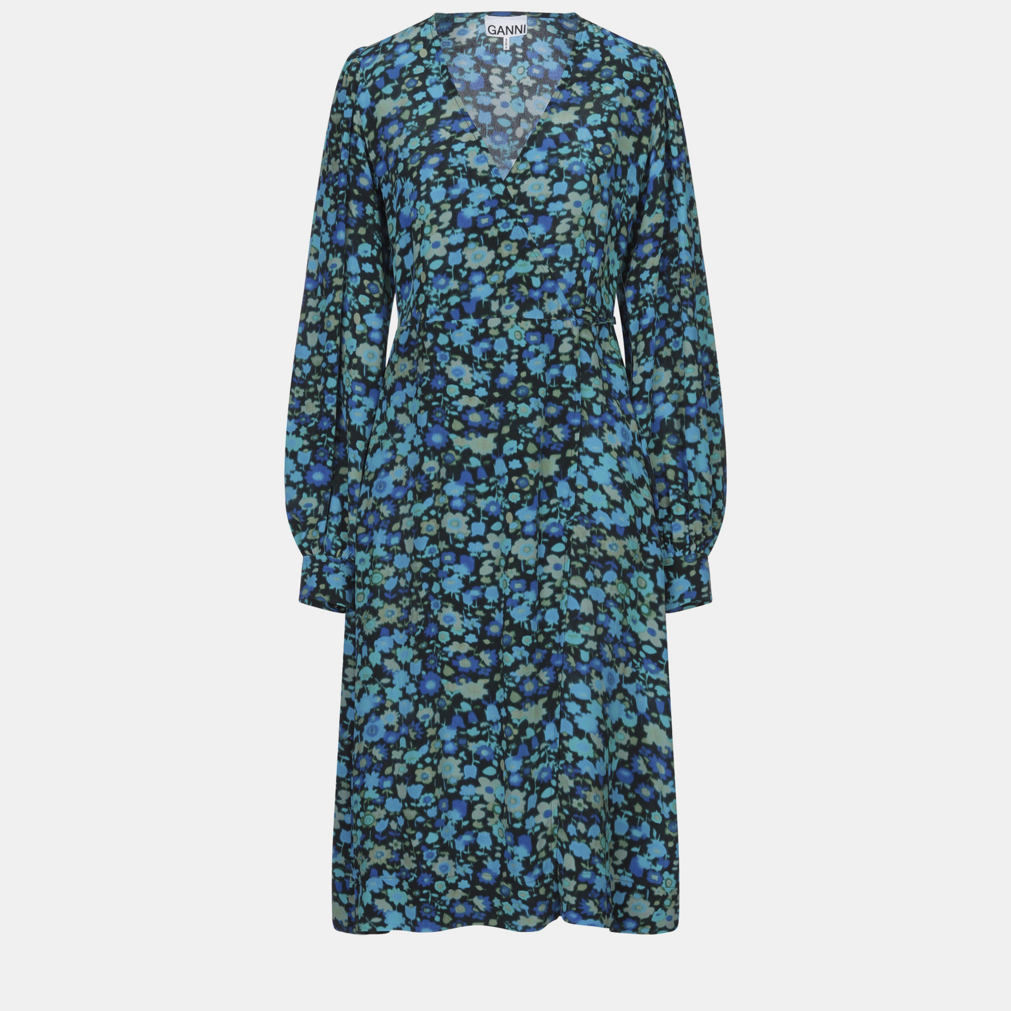 Pre-owned Ganni Viscose Midi Dresses 36 In Blue