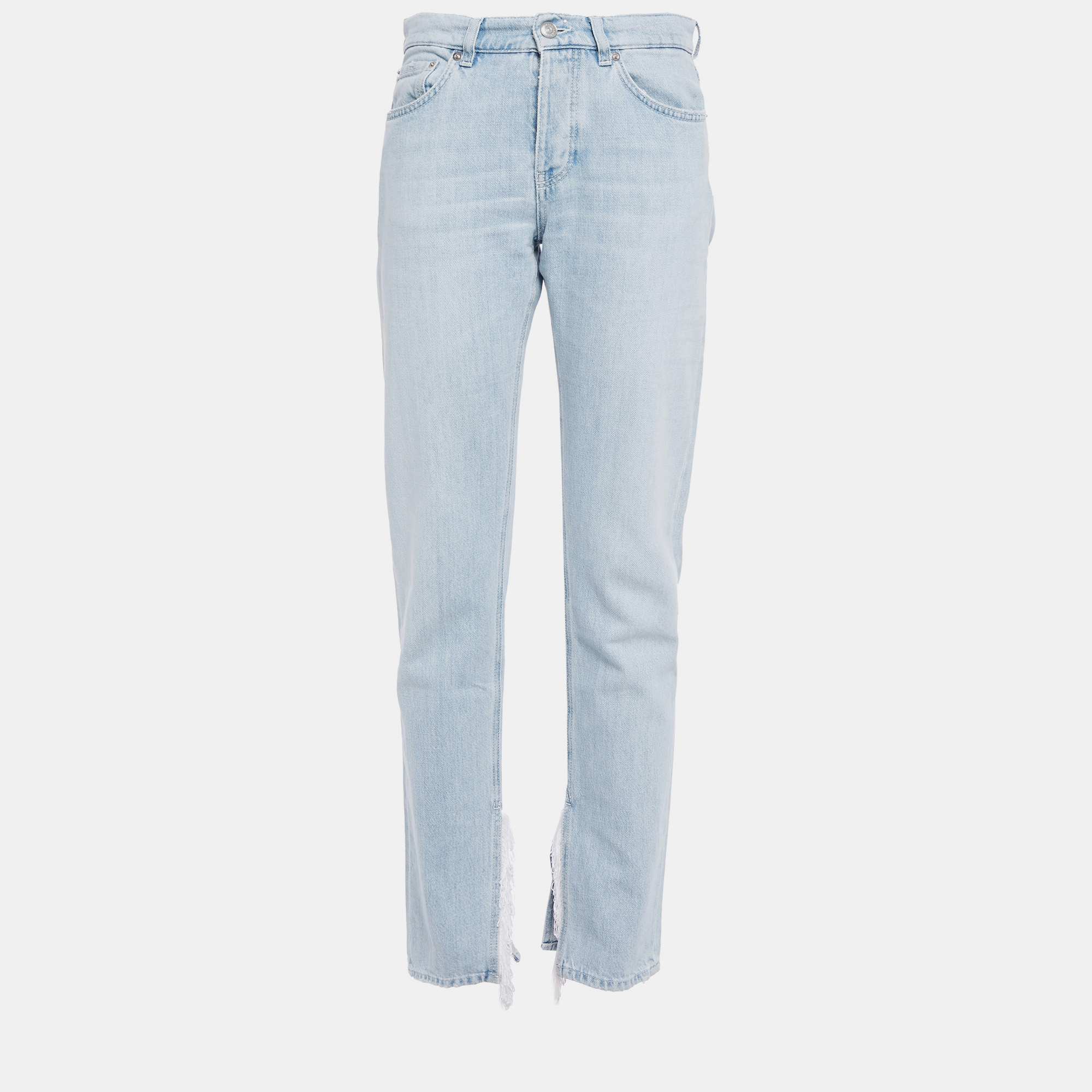 Pre-owned Ganni Blue Cotton Straight Leg Jeans M (size 28)