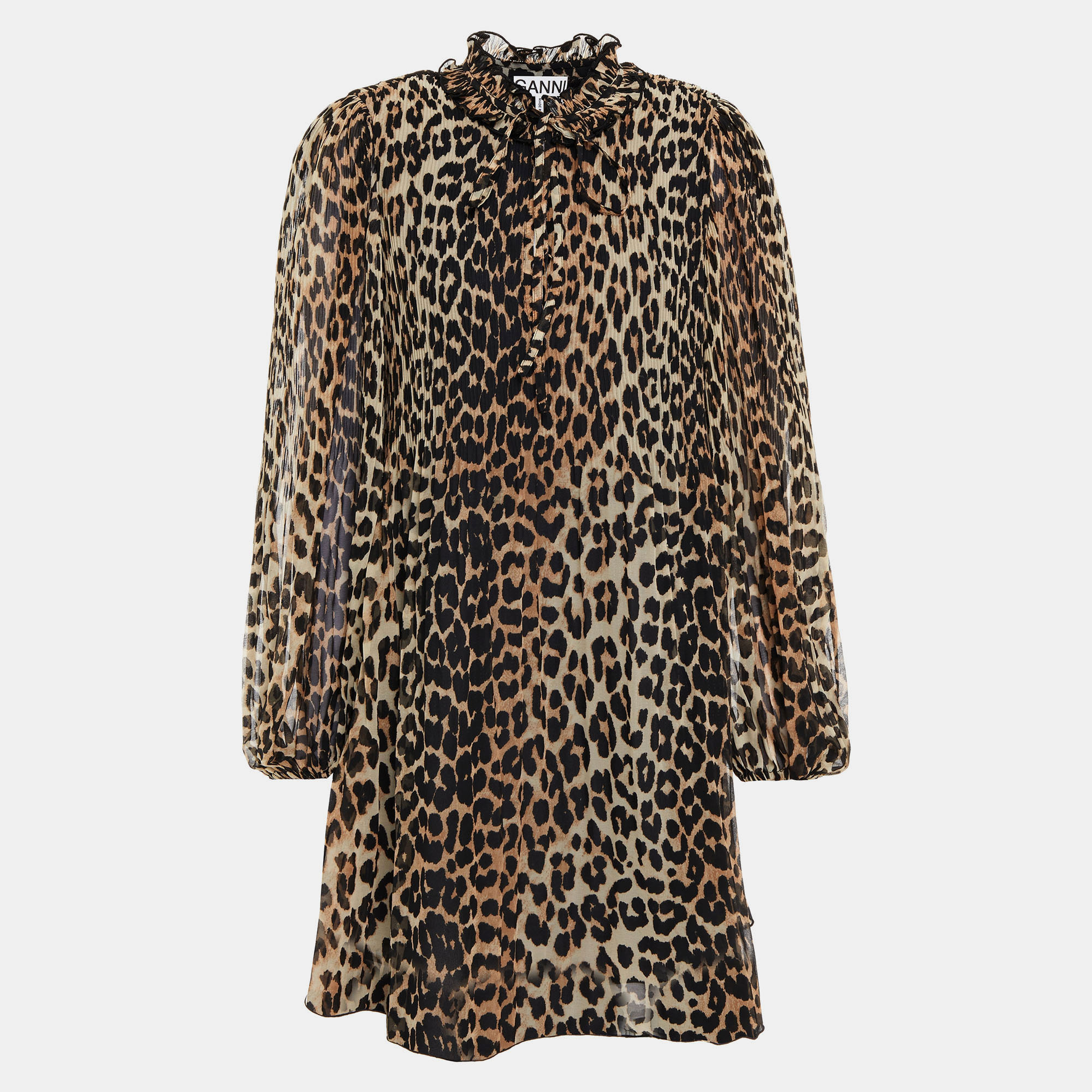 

Ganni Brown Printed Chiffon Mini Dress L (EU 40)