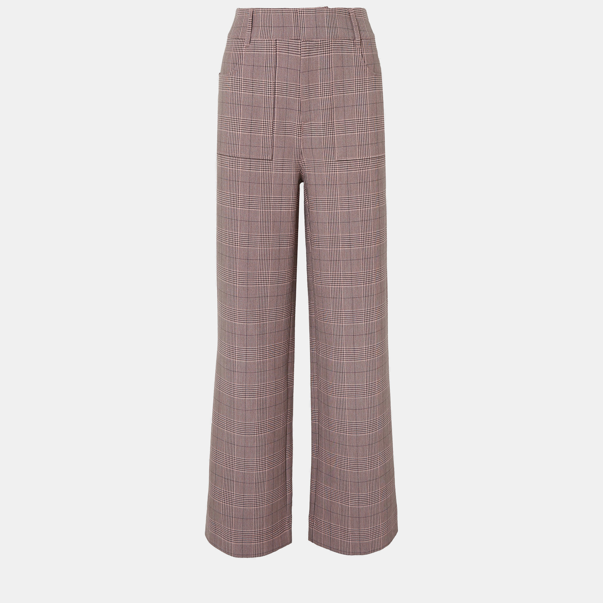 Pre-owned Ganni Polyester Straight Leg Trousers 36 In Brown