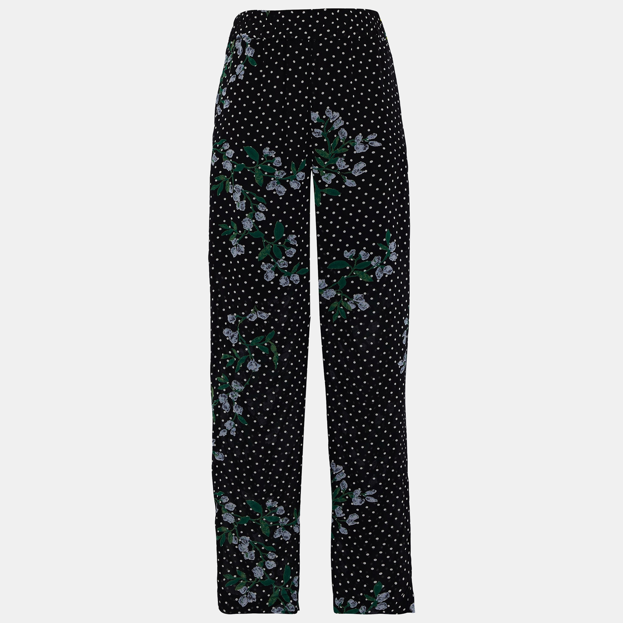 

Ganni Black Floral Polka Crepe Tapered Trousers S (EU 36)